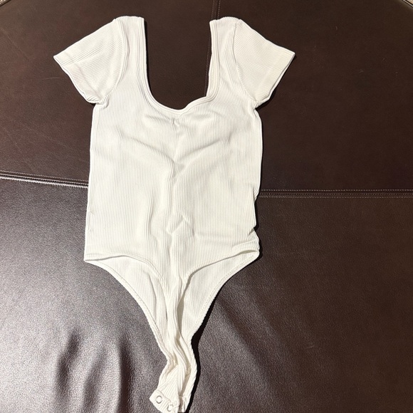 White Ribbed One Piece - Picture 2 of 3